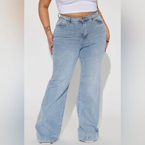 Wide Leg Jeans - Medium Blue Wash